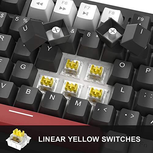 MageGee 75% Mechanical Gaming Keyboard, Compact Blue Backlit Wired Gaming Keyboards with Yellow Switches, EVA Foam, Knob Control, STAR75 Portable NKRO PC Gaming Keyboard - White & Black - color: White & Black - Yellow Switch