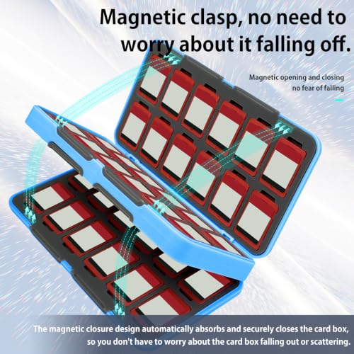ONETIAOLONG Switch Game Case Holder for Switch 2 & OLED & Lite with 48 Cartridge Slots and 96 Micro SD Card Storage with Magnetic Closure,Protective Hard Shell and Soft Lining for Easy carrying - color: Sky Blue, style: 48-slots