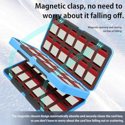 ONETIAOLONG Switch Game Case Holder for Switch 2 & OLED & Lite with 48 Cartridge Slots and 96 Micro SD Card Storage with Magnetic Closure,Protective Hard Shell and Soft Lining for Easy carrying - color: Sky Blue, style: 48-slots