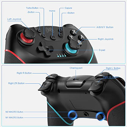 Deepdawn Wireless Switch Controller for Nintendo Switch/Lite/OLED/Switch 2 Pro Controller Wireless Pro Controller with Programmable, Vibration, Wake-up, Turbo, Screenshot