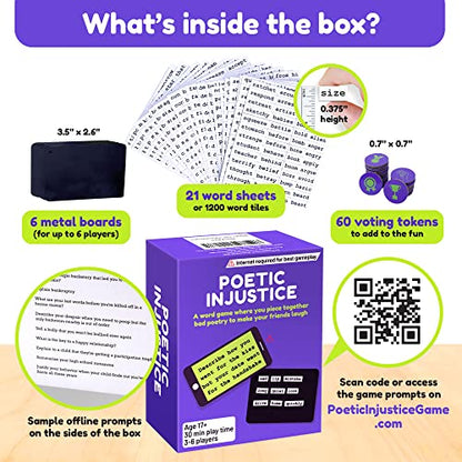 Poetic Injustice – A Magnetic Word Game Where You Make Bad Poetry for Laughs – Family Night Ideas & Fun Party Games for Ages 17+ – Spark Laughter and Create Hilarious Memories