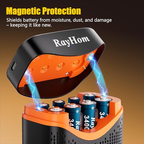 4 AA and 4 AAA Rechargeable Lithium Batteries with 8 Slot Li-ion Charger | 3400mWh Double A,1100mWh Triple A High Capacity,1.5V Constant Output, with Fast Battery Charger Storage Case - color: 4AA+4AAA+Charger