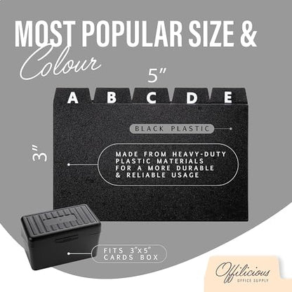 Alphabetical Index Card Dividers 4x6, 25 Index Card Box Dividers with Tabs | Sturdy Plastic Recipe Box Dividers 4x6 with Tabs, Tabbed Alphabetical Dividers & Notecard Organizers for Index Card Holder - size: 4 x 6 Inches, style: 25 Pcs