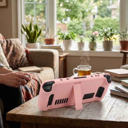 Julihai Game Console Kickstand Case, Ergonomic Shockproof Protective Cover Lite and Handheld Gaming Devices with Built-in Stand, Hands-Free Design (Pink)