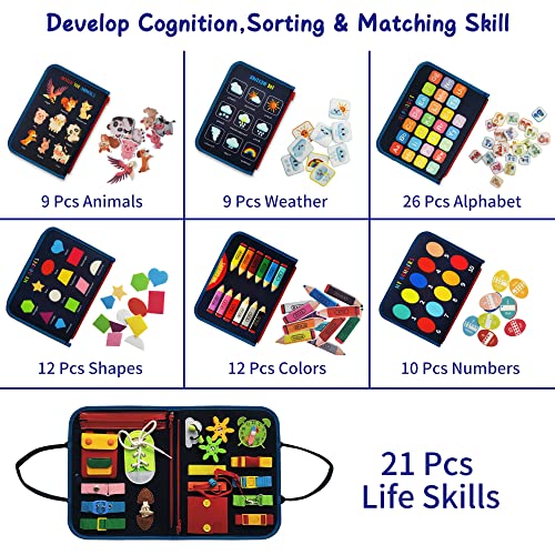 LearnToy Busy Board - Dinosaur Montessori Toys for 3 4 5 Year Old - Sensory Toys for Autistic Children - Toddler Travel Toys - Busy Book for Toddlers Activities as Boys Girls Gift | Sensory Toys for Autistic Children - Toddler Travel Toys - Busy Book for