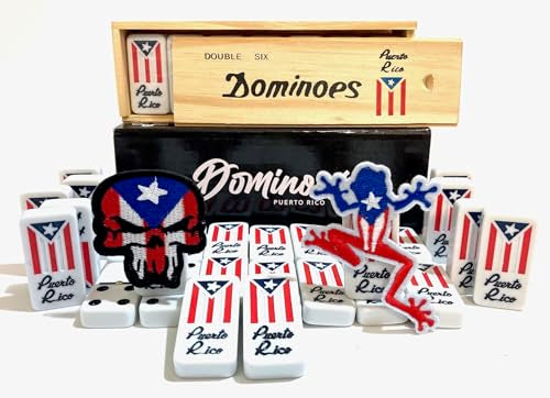 Puerto Rico Dominoes Adult Set Gifts Double six Puerto Rican Domino Set Boricua Style Comes with PR Flag