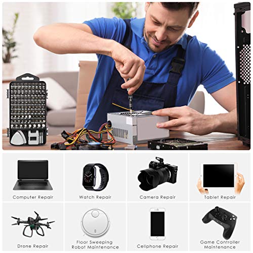 122 in 1 Precision Screwdriver Set With CR-V Steel Bits(Grey) | Magnetic Repair Tool Kit with Case for Repair Computer, Phone, PC, Cellphone, Laptop, Game Console, Watch, Glasses etc - color: Grey