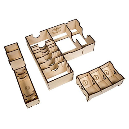 The Broken Token Game Organizer - 7 Wonder Duel Compatible Dueling Gods Box, Wooden Storage Box for Tabletop Games