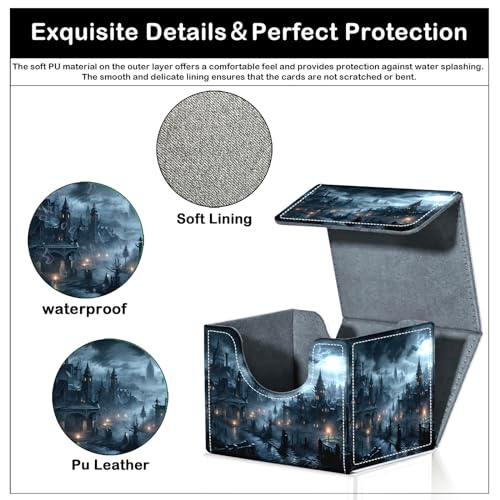 Card Deck Box for MTG Trading Cards with Magnetic Closure,Premium Card Storage Box Case Cover for TCG CCG Magic Cards,Fantasy Castle - color: Fantasy Castle