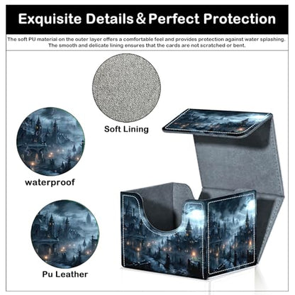 Card Deck Box for MTG Trading Cards with Magnetic Closure,Premium Card Storage Box Case Cover for TCG CCG Magic Cards,Fantasy Castle - color: Fantasy Castle