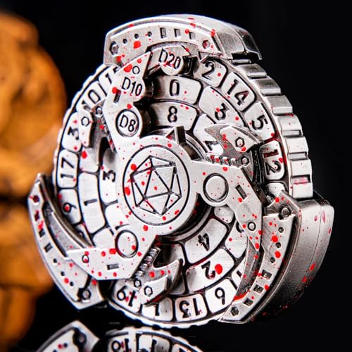 7-in-1 Spinner DND Dice Set, Rotate Metal Rotate Dungeons and Dragons DND Compass Dice, Cool RPG Role Playing Table Game Dice（ - color: Mechanical-blood Sliver