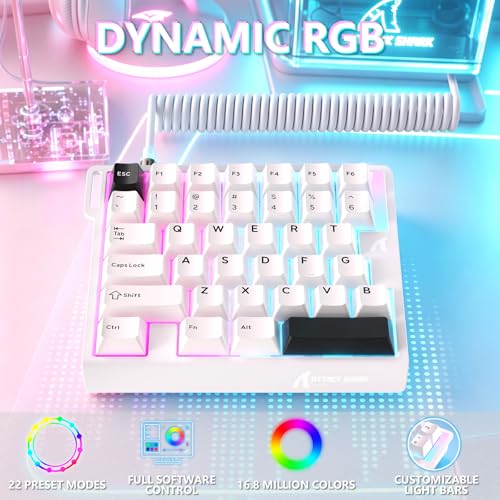 ATTACK SHARK M36 HE One-Handed Magnetic Switch Keyboard, 8000Hz Polling, Hot-Swappable, High-Precision 0.01mm, 36 Keys Wired Keypad with RGB Backlit, C01 Ultra Led Aviator Cable-Star White - color: Starlight White