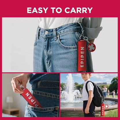 Portable EpiPen Carry Case, Insulated Emergency Medical Bag Maintain Med effectiveness, Fits 1 EpiPen, Asthma Inhaler, Auvi-Q, Allergy Medication, Travel EpiPen Holder for Adults or Kids (2PCS Red) - color: 2PCS Red