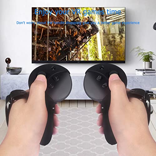 Silicone Grip Cover for Meta Quest Pro | Protector Cover Compatible with Meta Quest Pro Accessories Touch Controller Grips with Knuckle Straps (Black)