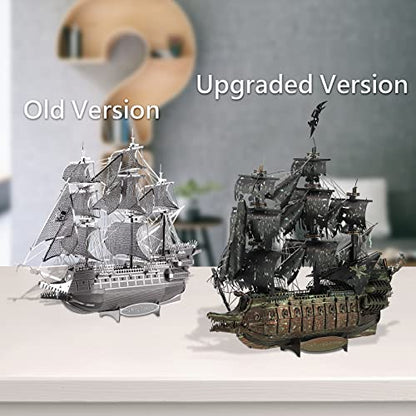 Piececool Metal 3D Puzzles for Adults, Flying Dutchman Pirate Ship Model Kits, 3D Watercraft Model Building Kit, DIY Craft Kits Difficult 3D Puzzles for Family Time, Great Christmas Birthday Gifts - color: Flying Dutchman
