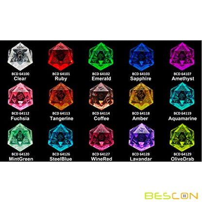 Bescon Crystal Clear (Unpainted) Sharp Edge DND Dice Set of 7, Razor Edged Polyhedral D&D Dice Set for Dungeons and Dragons Role Playing Games, Sapphire Color - color: Sapphire