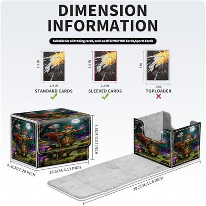 PU Leather Deck Box for MTG Commander Cards, Fits 100+ Double Sleeved Cards, Secure Magnetic Trading Card Storage Case for TCG CCG,Druid Squirrel Wizard - color: Druid Squirrel Wizard