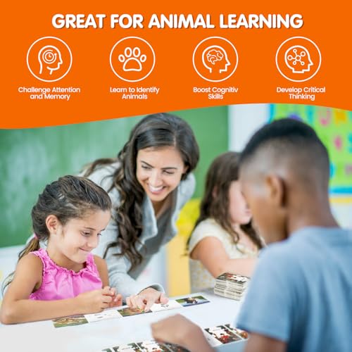 MEROCO Safari Animal Tracks Card Game, Farm Animal Flash Cards, Matching Game - Kids Science Learning Educational Toys for Homeschool, Preschool, Autism - 3 Years Old & Up - style: Triple Tracks Card Sets (70% Choose)