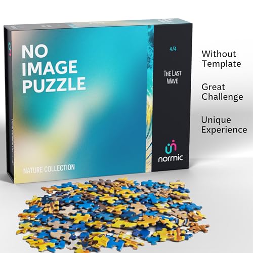 No Image Puzzle 1000 Irregular Pieces Extreme Difficult Jigsaw Challenge Adults Hardest Puzzle No Guide Ultimate Brain Teaser Hard Level The Last Wave Mystery Unique Gift - color: The Last Wave