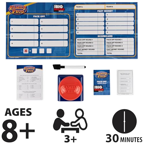 Spin Master Family Feud Big Buzzer Game, Amazon Exclusive “Buzz in” with The Electronic Buzzer Board Game for Hilarious Family Fun, Ages 8 and up - color: Includes Buzzer