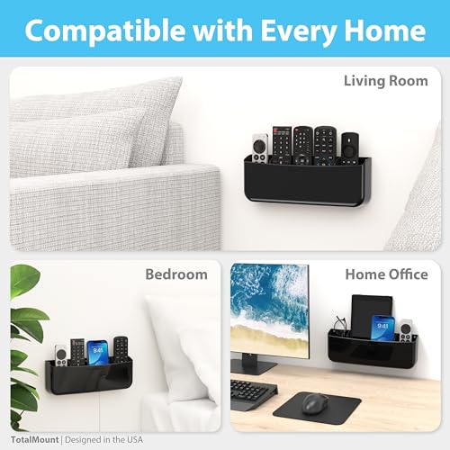 TotalMount Drop-Free Remote Holder – Removable Adhesive Strips – Pro Black | Designed in the USA – Simply Put the Remotes In – No Tricky Magnet Alignment Needed (Holds 5 or 6 Remote Controls) - color: For 5 Or 6 Remotes – Premium Black