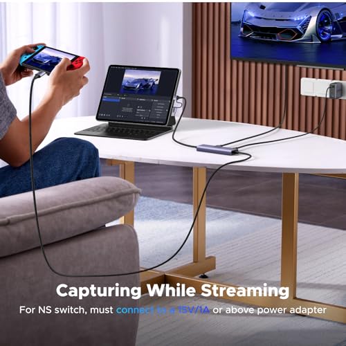 UGREEN 2K@30Hz USB C Video Capture Card with 100W PD 4K@30Hz HDMI Loop-Out, 1080P 60fps USB 3.0 Capture Card for Streaming Low Latency YUY2 VR Compatible with Switch, Stream Deck, Quest 3