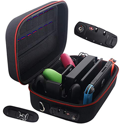 Carrying Storage Case for Nintendo Switch,Large Protective Travel Hardshell Messenger Bag for Switch Console, Pro Controller, Accessories Switch Dock, AC Adapter with 16 Game Cards and Shoulder Strap