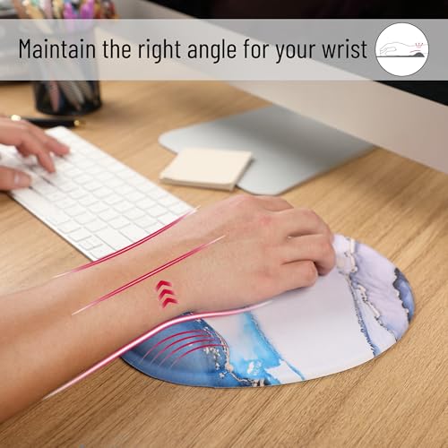 Mr. Pen- Ergonomic Mouse Pad with Wrist Rest, Glacial Blue Marble Design | Breathable Fabric with Memory Foam Cushion, Non-Slip Rubber Base, Gel Mouse Pad with Wrist Support - color: Glacial Blue Marble