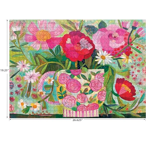 RoseArt - Soft Touch - Cup Full of Rosie - 1000 Piece Jigsaw Puzzle, Vibrant Flower Art Puzzle for Adults - Made in USA - style: Cup Full Of Rosie