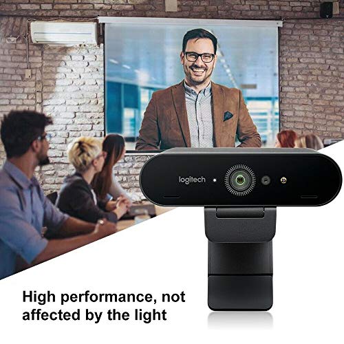Logitech Brio Video Conferencing Webcam (Black) | 4K UHD, 5x zoom, HDR lighting correction, 65/78/90-degree FOV, noise-canceling mics