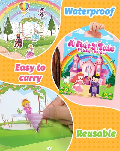 Walenced Reusable Sticker Book for Toddlers, Travel Stickers for Kids, Toddler Craft Activities Toys, Birthday Gifts for Boys & Girls - style: Fairy