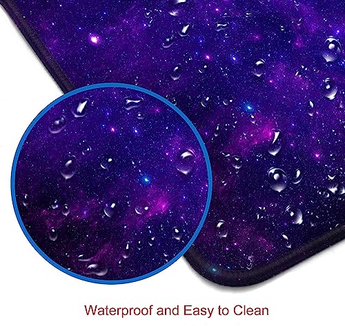 Gaming Large Mouse Pad with Stitched Edges, Purple Galaxy Desk Mat, Extended Keyboard Pad, Non-Slip Rubber Base Desk Pad for Keyboard and Mouse, 31.5X11.8 inch - color: 11 Purple Galaxy