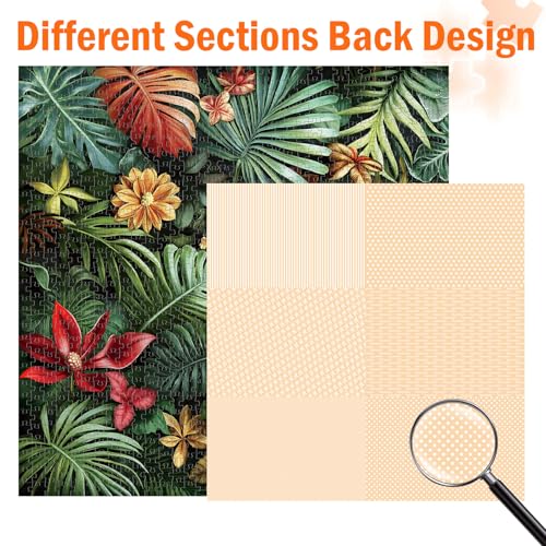 Jigsaw Puzzles for Adults 1000 Pieces, FernLeaf | Tropical Rainforest Jungle with Plants Floral, Challenging Art Puzzle, Square 24x24 Inches - color: Fernleaf