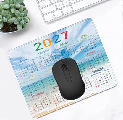 2027 Beach Calendar Mouse Pad, Suitable for Office and Gaming Scenarios | High Density Smooth Surface, Anti Slip Rubber Bottom Stable And Not Displaced, Exquisite Lock Edge Wear-Resistant And Durable - color: Beach Calendar