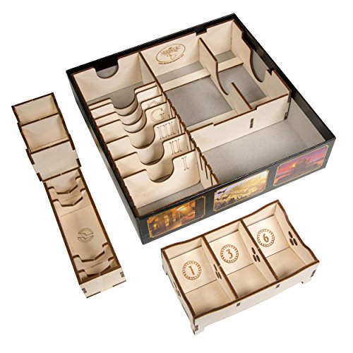 The Broken Token Game Organizer - 7 Wonder Duel Compatible Dueling Gods Box, Wooden Storage Box for Tabletop Games