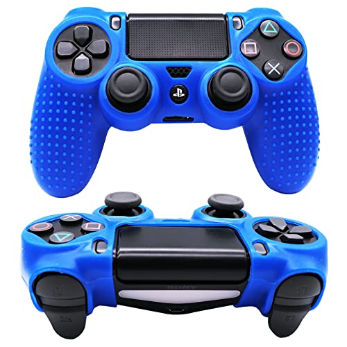PS4 Controller DualShock4 Skin Grip Anti-Slip Silicone Cover Protector Case for Sony PS4/PS4 Slim/PS4 Pro Controller with 2 Thumb Grips (Blue) - color: Blue