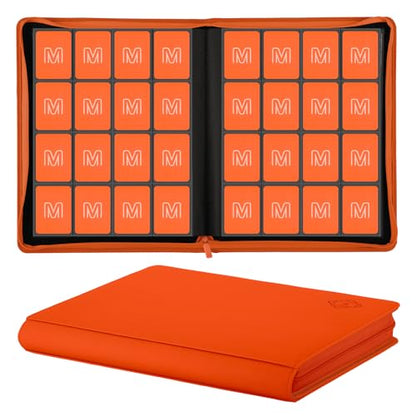Premium Card Binder 16 Pocket,Trading Card Binder Holds up to 1000+Cards Sturdy Card Collection Album, Card Holder Folders for MTG, TCG, Game Cards & Sports Cards - color: 16 Orange