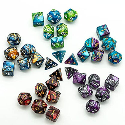 5 Sets DND Dice Polyhedral Dice Set (35pcs) with 1 Large Leather Bag, D&D Die Set for RPG Table Games (5Sets/35Pcs Double-Color) - color: 5sets/35pcs Double-color