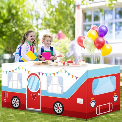 6 Ft Camping Tablecloths Birthday Party Decorations Camper Theme Table Cover Washable Fabric Polyester Summer Camp Rectangle Table Covers Protector for Woodland Birthday Forest Party Decorations - style: Camping