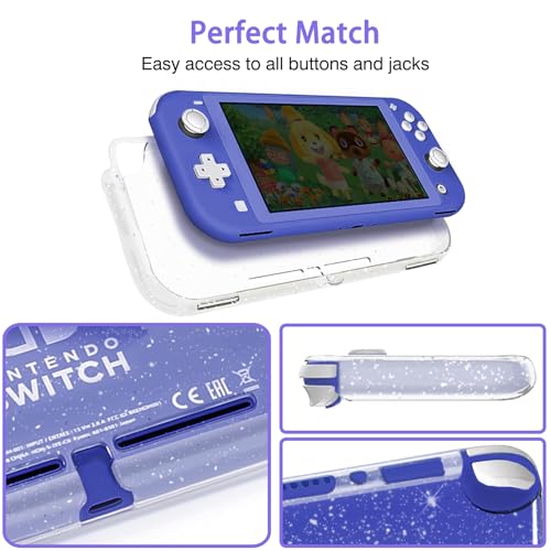 TIKOdirect Carrying Case for Switch lite, Shockproof Portable Travel Bag with Glitter Galaxy cover, Screen Protectors and Cute Leaf Thumb Grips Caps, Purple - color: Leaf Purple