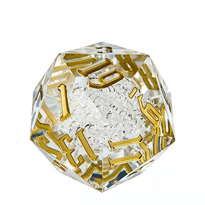55mm 20 Sided DND Dice, Giant D20 D&D Polyhedral Dice Large D20 with Die Gift Box for Dungeons and Dragons, RPG Table Games (Transparent Bubbles) - color: Transparent Bubbles