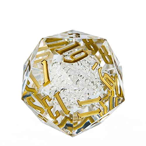 55mm 20 Sided DND Dice, Giant D20 D&D Polyhedral Dice Large D20 with Die Gift Box for Dungeons and Dragons, RPG Table Games (Transparent Bubbles) - color: Transparent Bubbles