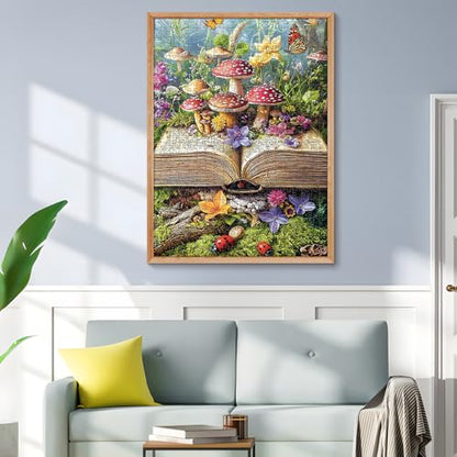 Colorful Fantasy Mushroom Book 500 Puzzles, Fun and Challenging | Puzzle for Family Time, Relaxing Gift for Adults, Seniors, 20.5 x 15 in - style: MUSHROOM BOOK