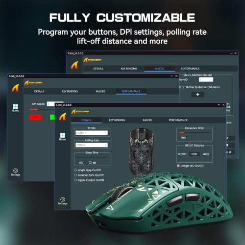 ATTACK SHARK R5Ultra 8K Carbon Fiber Wireless Gaming Mouse, Green | 42K DPI,PAW3950 MAX Sensor,39g Ultra-Lightweight,Nordic 52840 MCU Chip,Wired/BT/2.4GHz Wireless Programmable Mouse for PC/Mac - color: Green