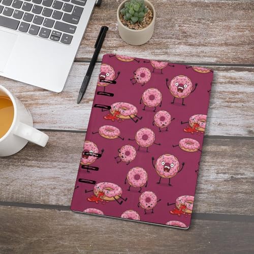 JOJOART Pink Donut Characters Funny Journals Binder Notebook Loose Leaf 6-Ring Professional Notebook,Spiral Notebooks Refillable Journal Notebook,90 Sheets for Office Travel Planner