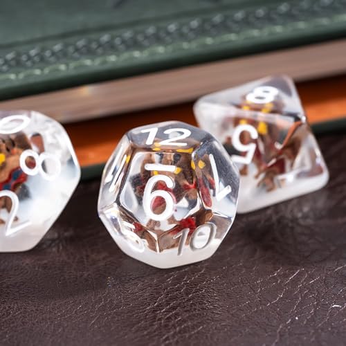 UDIXI Polyhedral Dice Set D&D, 7PCS Resin DND Dice Set for Tabletop Games | Aarakocra Inclusions, Velvet Storage Bag, DM Gift, for Dungeons and Dragons Role Playing Games Board Games - color: Aarakocra