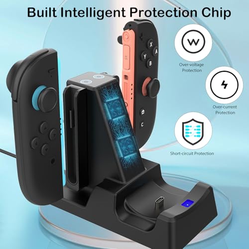 Controller Charger for Nintendo Switch 2 Pro/Joycon, Switch 2 Pro Charging Dock for Joy-Cons, 3 in 1 Charger for Joy-con 2 with LED Indicator and Charger Cable