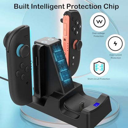 Controller Charger for Nintendo Switch 2 Pro/Joycon, Switch 2 Pro Charging Dock for Joy-Cons, 3 in 1 Charger for Joy-con 2 with LED Indicator and Charger Cable