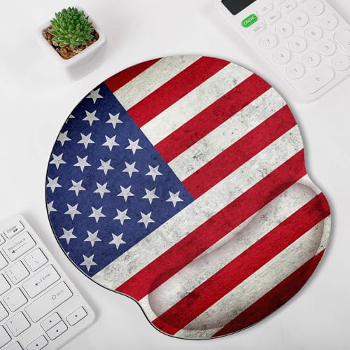 KONVINIT Ergonomic Mouse Pad with Wrist Rest, Small Mousepad with Non-Slip Rubber Base and Smooth Surface, Beach Mouse Pads for Desk, Office Desk Accessories - color: Flag