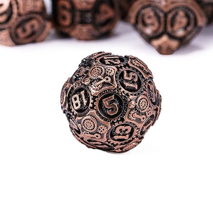 Metal Dice Set D&D, 7-Die DND Dice Metal Gear Dice with Gift Bag for Role Playing Games(Antique Copper) - color: Antique Copper